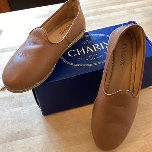 Charix Women's camel leather slip-ons
